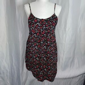 Hurley Dress Mini Skater A-Line Spaghetti Strap Micro All Over Floral U-Neck Fit